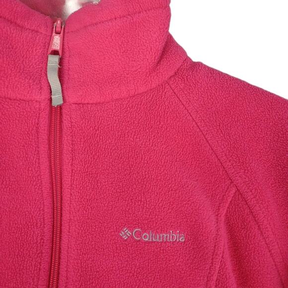 COLUMBIA Benton Springs Women's M Pink Fleece Full Zip Jacket Coat 01264 - Picture 5 of 7